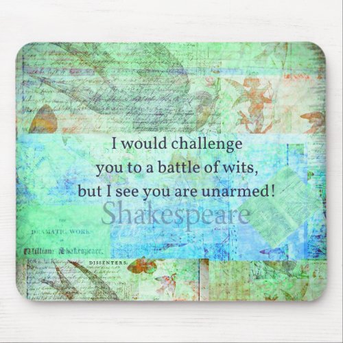 Funny Shakespeare insult quotation Elizabethan art Mouse Pad