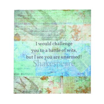 Funny Shakespeare Insult Quotation Elizabethan Art Notepad by shakespearequotes at Zazzle