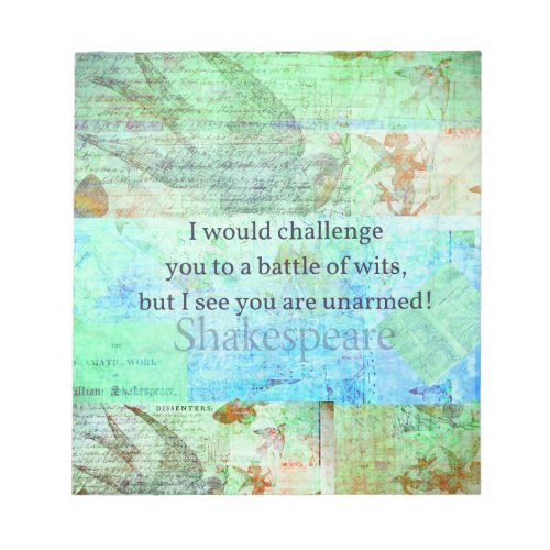 Funny Shakespeare insult quotation Elizabethan art Notepad