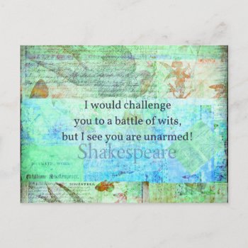 Funny Shakespeare Insult Quotation Elizabethan Art Postcard by shakespearequotes at Zazzle