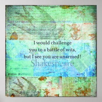 Funny Shakespeare Insult Quotation Elizabethan Art Poster by shakespearequotes at Zazzle