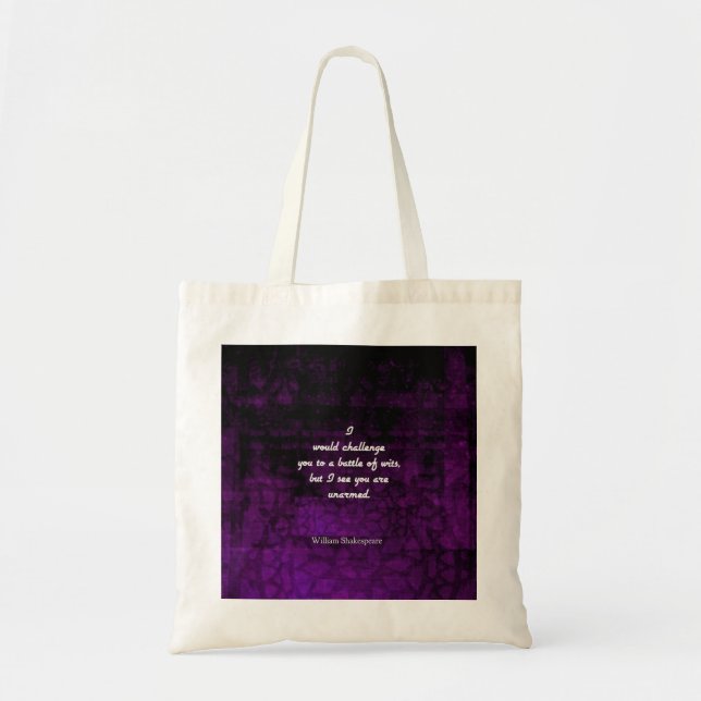 Funny Shakespeare Insult Quotation Elizabethan Tote Bag (Front)