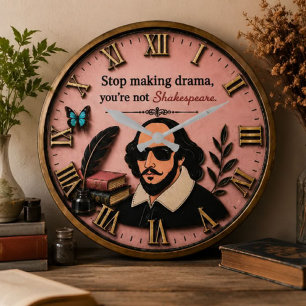 Funny Shakespeare Literary Humor Large Clock