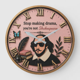 Funny Shakespeare Literary Humor  Large Clock