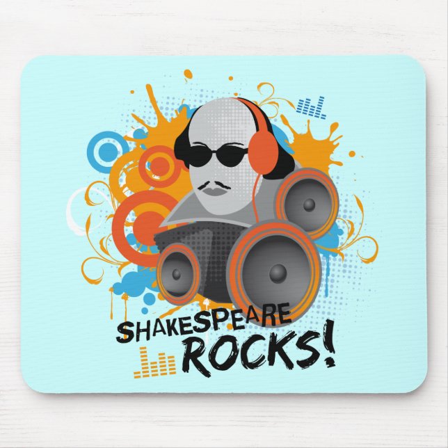 Funny Shakespeare Slogan Gift "Shakespeare Rocks" Mouse Pad (Front)