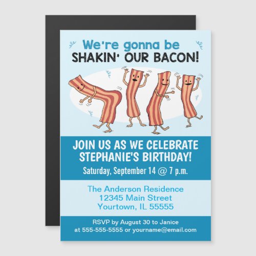 Funny Shakinâ Our Bacon Birthday Party Invitation