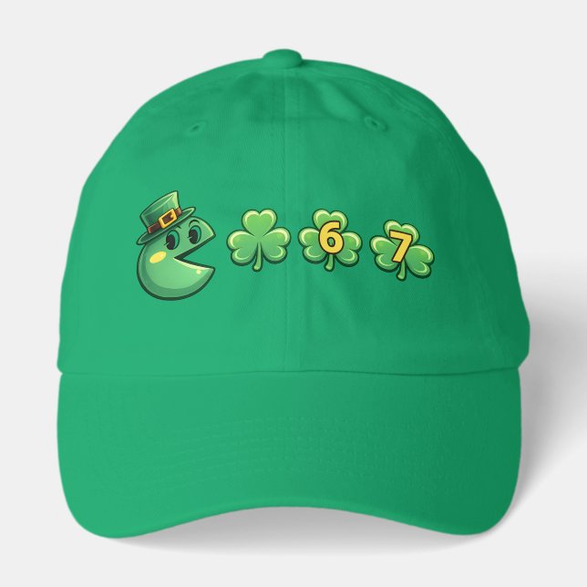 funny shamrock 6 7 meme gamer st patricks day 6 7 hat (Front)