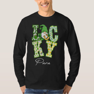 Funny Shamrock Gnome Luck Para St Patricks Day Iri T-Shirt
