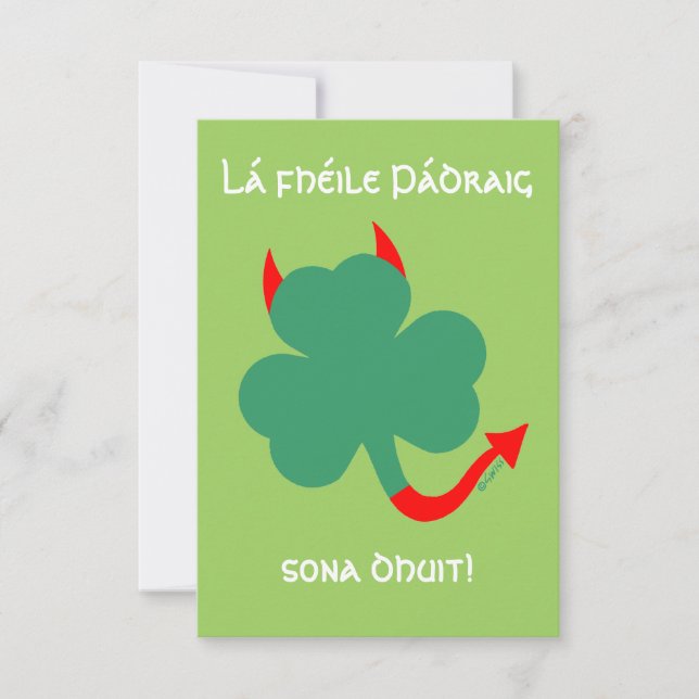 Funny Shamrock Happy St Patrick's Day in Gaelic Invitation (Front)