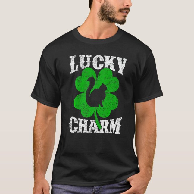Funny Shamrock Leaf Lucky Charm Balinese Cat St Pa T-Shirt (Front)
