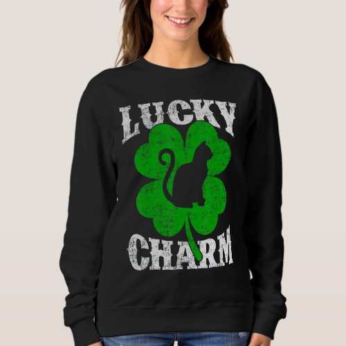 Funny Shamrock Leaf Lucky Charm Cat St Patricks D Sweatshirt