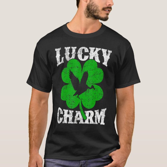 Funny Shamrock Leaf Lucky Charm Condor Bird St Pat T-Shirt (Front)