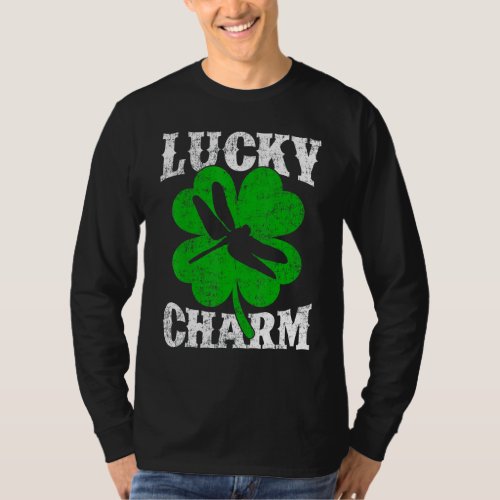 Funny Shamrock Leaf Lucky Charm Dragonfly St Patri T_Shirt