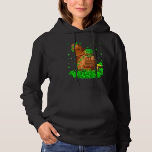 Funny Shamrock Leprechaun Hat Persian Cat St Patri Hoodie