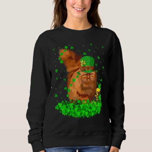 Funny Shamrock Leprechaun Hat Persian Cat St Patri Sweatshirt