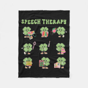 Funny Shamrock Speech Therapy St Patrick's Day Slp Fleece Blanket