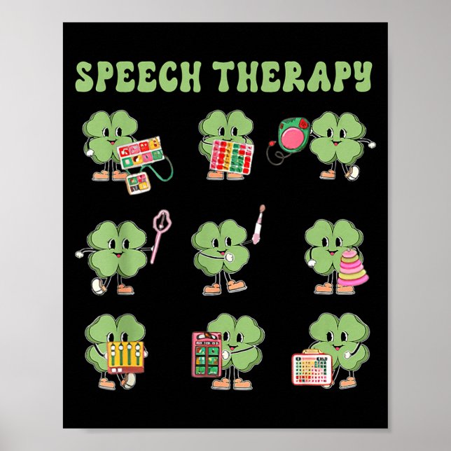 Funny Shamrock Speech Therapy St Patrick's Day Slp Poster (Front)