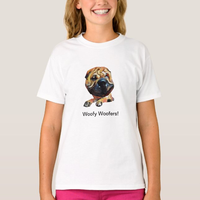Funny Shar Pei Dog Girls T-Shirt (Front)