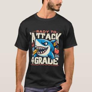 Funny Shark 4th Grade Back-to-School Design T-Shirt