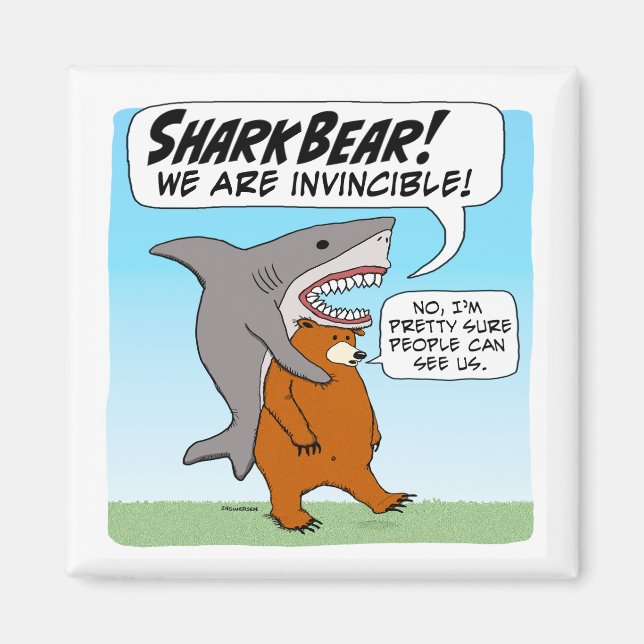 Funny Shark and Bear Team Up As SharkBear Magnet (Front)