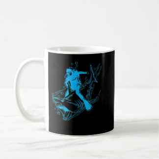 Funny Shark And Scuba Diving Diver And Snorkeling Coffee Mug