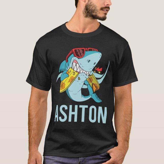 Funny Shark - Ashton Name T-Shirt (Front)