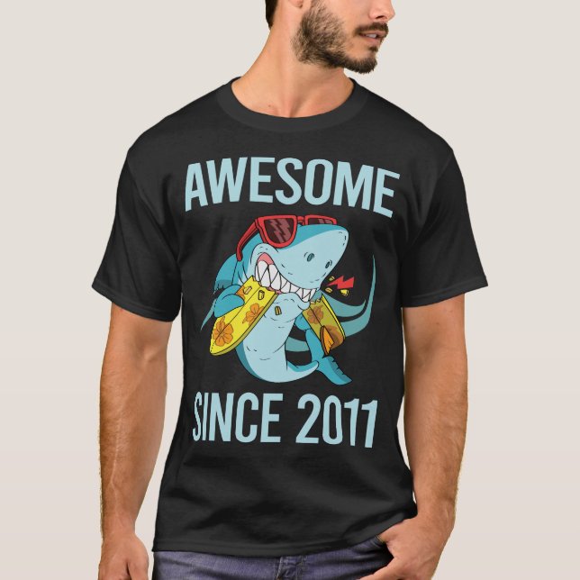 Funny Shark - Awesome Since 2011 T-Shirt (Front)