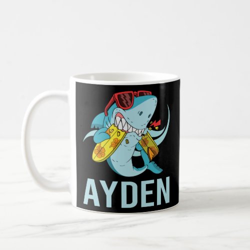 Funny Shark _ Ayden Name  Coffee Mug