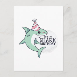 Funny SHARK Birthday Cartoon Kids Teens Adult Gift Postcard