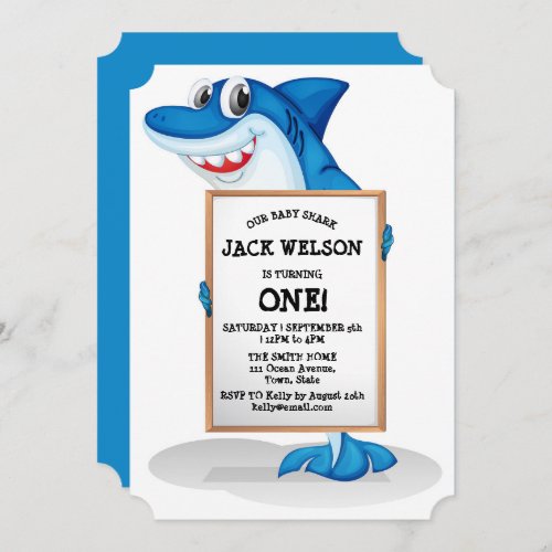 Funny Shark Birthday Party Invitation