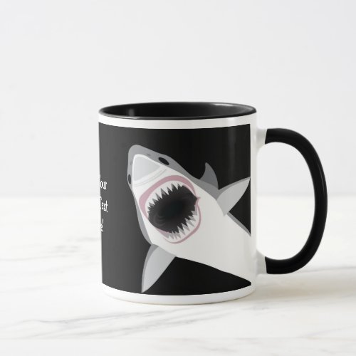Funny Shark Bite  Shark Attack Custom Text Mug