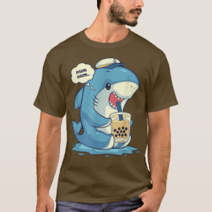 Funny Shark Boba Tea Bubble Tea Anime Shark T-Shirt