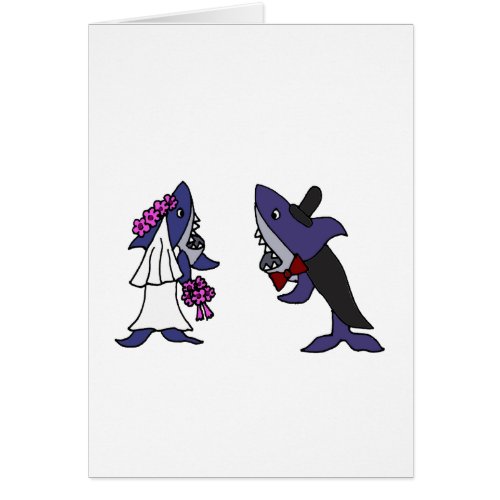 Funny Shark Bride and Groom Wedding Cartoon