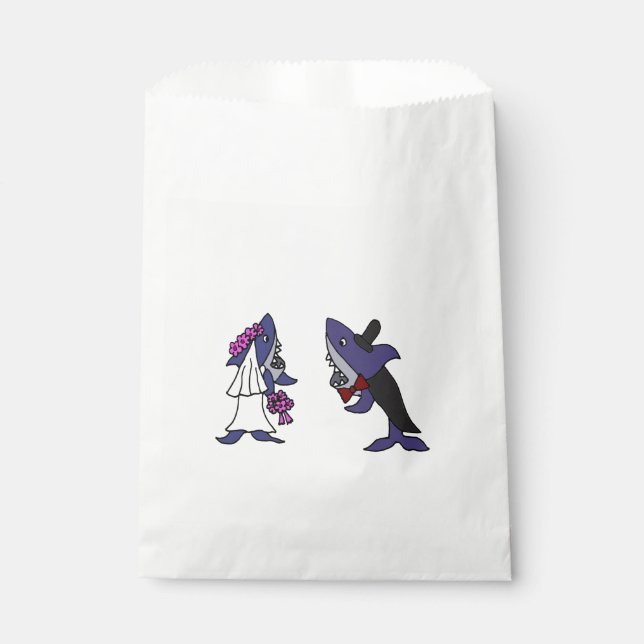 Funny Shark Bride and Groom Wedding Favor Bags (Front)