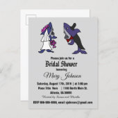 Funny Shark Bride and Groom Wedding Invitation Postcard (Front/Back)