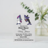 Funny Shark Bride and Groom Wedding Invitation Postcard (Standing Front)