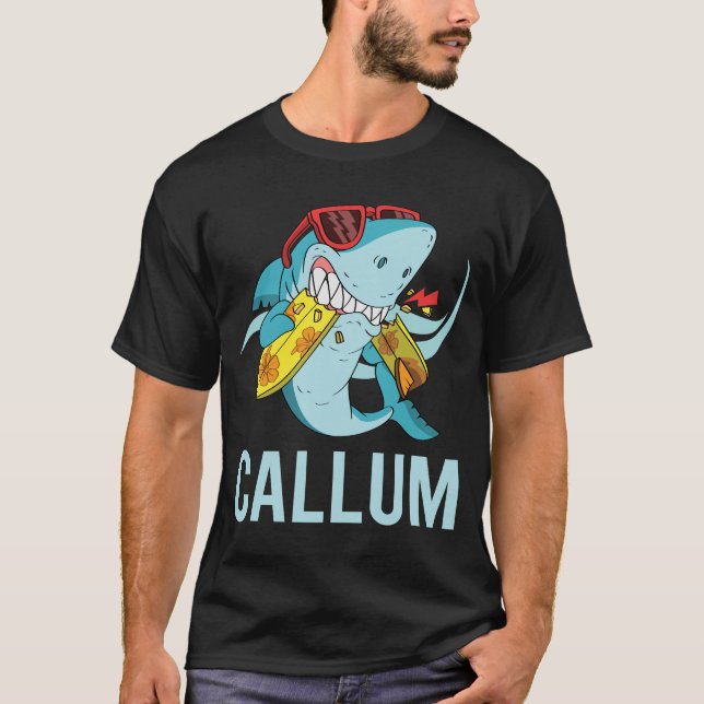 Funny Shark - Callum Name T-Shirt (Front)