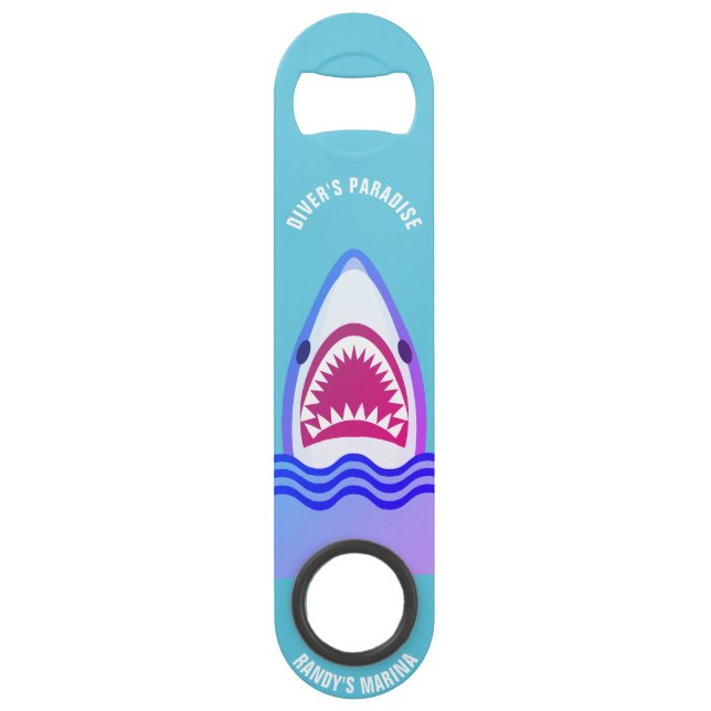 Funny Shark Cartoon custom text Bar Key (Front)