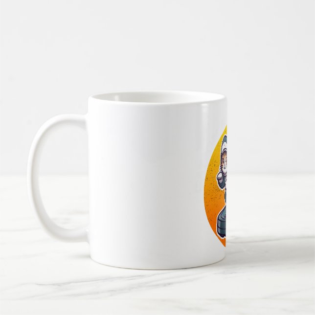 Funny Shark Cat On Robot Vacuum Retro Meme Art Coffee Mug (Left)