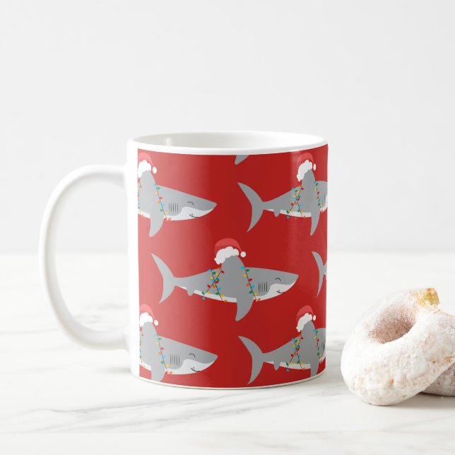 Funny Shark Christmas Coffee Mug (With Donut)
