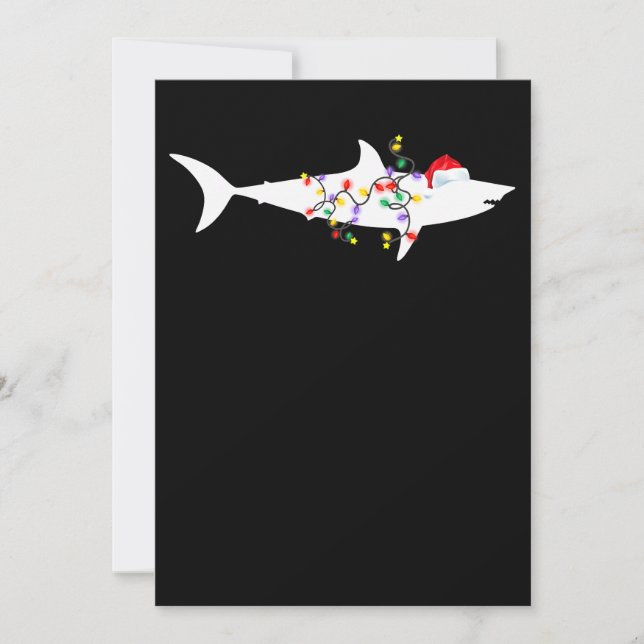 Funny Shark Christmas Lights Santa Hat Xmas Gift Holiday Card (Front)