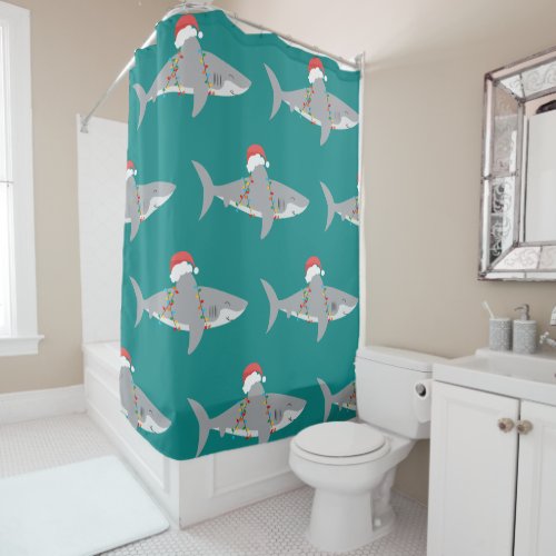 Funny Shark Christmas Shower Curtain