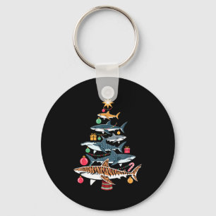 Funny Shark Christmas Tree  Keychain