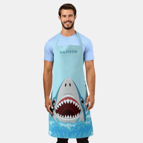 Funny Shark custom name aprons