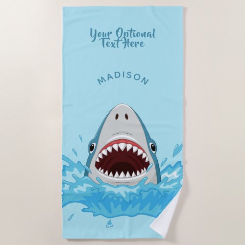 Funny Shark custom name beach towel