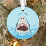 Funny Shark custom name ornament<br><div class="desc">See my store for more sea creatures items.</div>