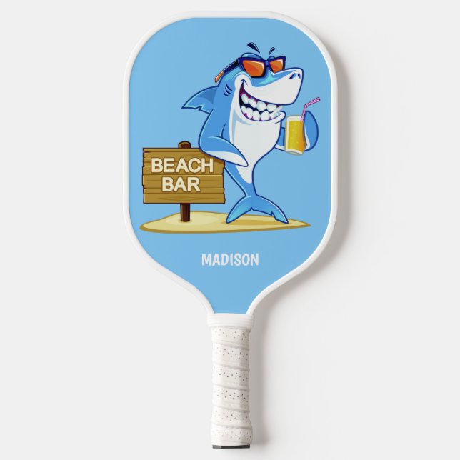 Funny Shark custom name Pickleball Paddle (Front)