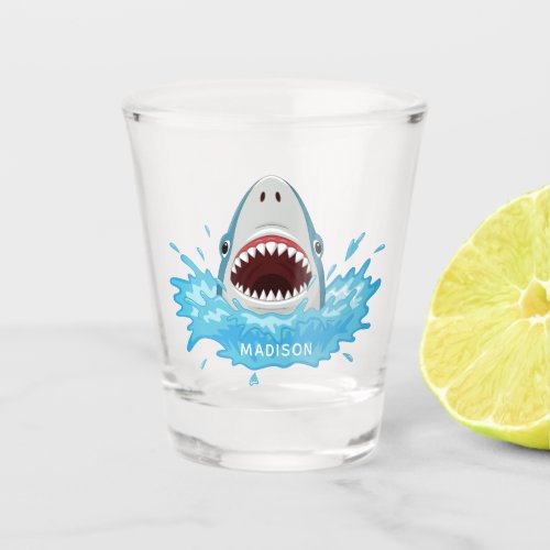 Funny Shark custom name shot glass