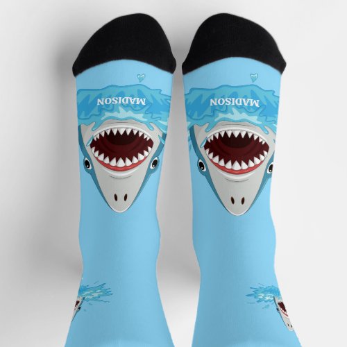 Funny Shark Custom Name Socks