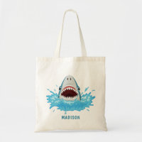 Funny Shark custom name tote bags